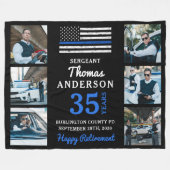 法執行機関6写真警察の退職 フリースブランケット (正面(横))