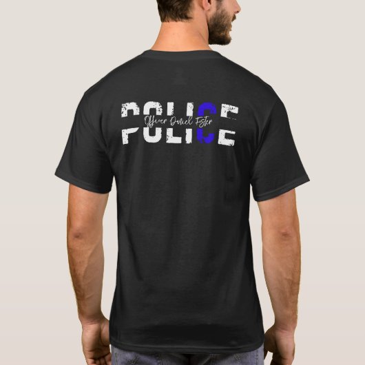 法執行用の薄い青い線シャツ Tシャツ (裏面)