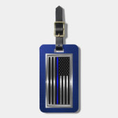 法執行米国旗ブルーストライプ ラゲッジタグ (正面縦)