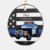 法執行薄型ブルーラインフラグSUV セラミックオーナメント (左)