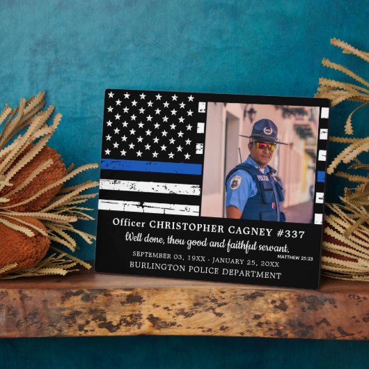 法執行薄型ブルーライン警察記念 フォトプラーク (側面)