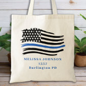 法執行警察の個人設定の細いブルーライン トートバッグ