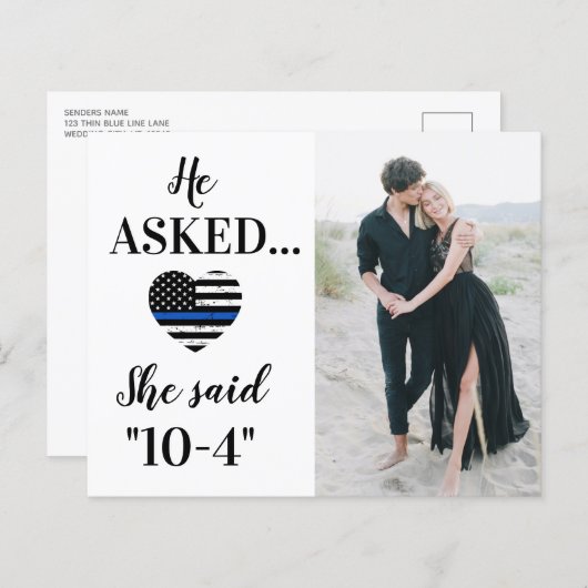 法執行警察の結婚写真日付を保存 (正面/裏面)