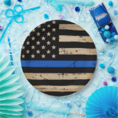 法執行警察シンブルーライン紙プレート ペーパープレート (パーティー)