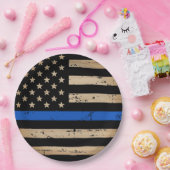 法執行警察シンブルーライン紙プレート ペーパープレート (パーティー)