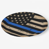 法執行警察シンブルーライン紙プレート ペーパープレート (アングル)