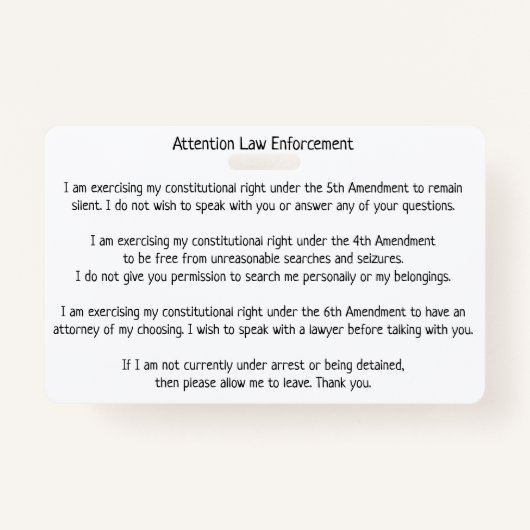 法執行警察パトロールストップが権利カードを知っている バッジ (正面)