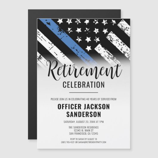 法執行警察署退職パーティー マグネット招待状 (正面/裏面)