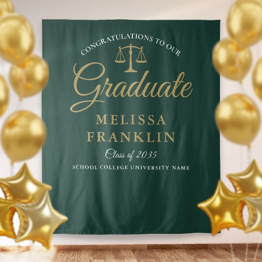 法学部グリーンゴールド卒業写真バックドロップ タペストリー