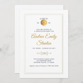 法学部卒業式 ゴールドの天秤のフレーム 招待状 (正面/裏面)