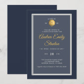 法学部卒業 司法の天秤 ネイビーフレーム 招待状 (正面/裏面)