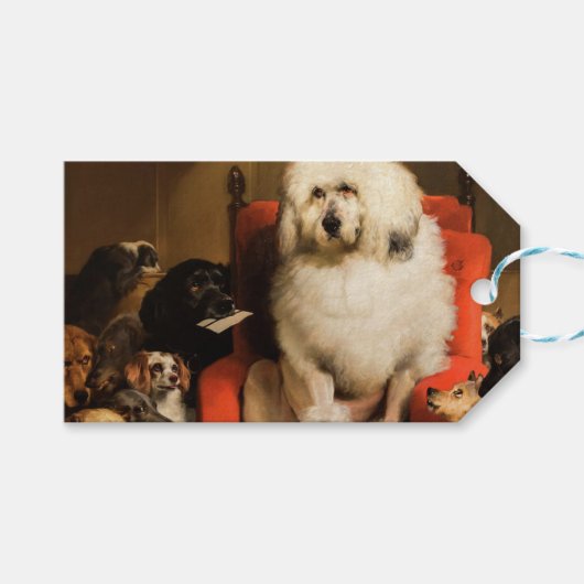 法廷で法律を敷く裁判官の犬 ギフトタグ (正面(横))