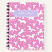法廷化名前をカスタムする馬術ギフトピンク ノートブック (正面)