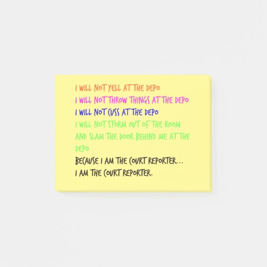 法廷記者の気性の癇癪の付箋 ポストイット (正面)