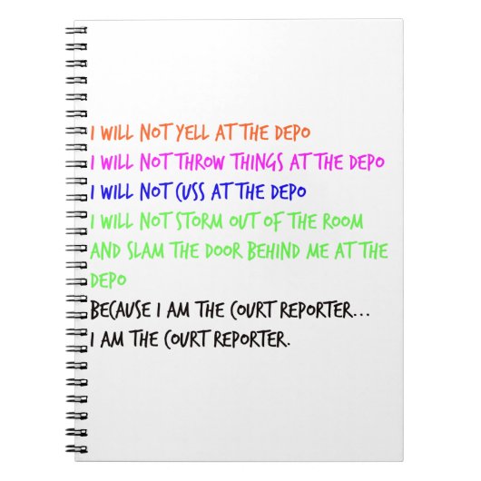 法廷記者の気性の癇癪 ノートブック (正面)