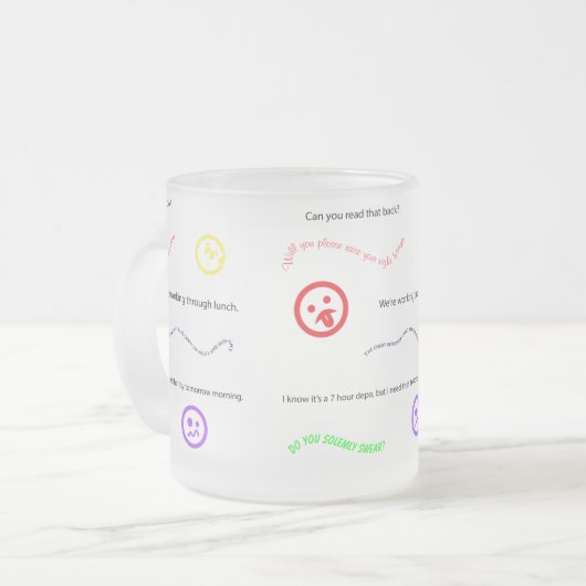 法廷記者の頭脳の単語そして句 フロストグラスマグカップ (正面左)