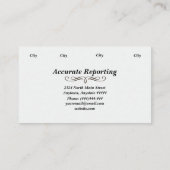 法廷記者の黒のSteno機械名刺 名刺 (裏面)