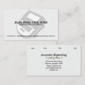 法廷記者の黒のSteno機械名刺 名刺 (正面/裏面)