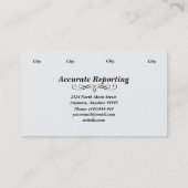 法廷記者の黒のSteno機械名刺 名刺 (裏面)