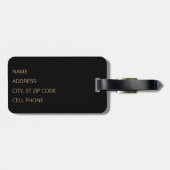 法廷記者-黒および金ゴールド ラゲッジタグ (裏面横)