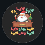 法弁護士サンタおもしろいジャッジ・クリスマス ラウンドシール<br><div class="desc">弁護士おもしろい、弁護士または裁判官のためのクリスマスをテーマにしたデザイン。デザインはサンタ条項を裁判官と法廷闘争とおもしろいして描いている。</div>