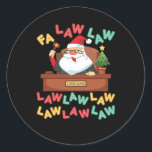 法弁護士サンタおもしろいジャッジ・クリスマス ラウンドシール<br><div class="desc">弁護士おもしろい、弁護士または裁判官のためのクリスマスをテーマにしたデザイン。デザインはサンタ条項を裁判官と法廷闘争とおもしろいして描いている。</div>