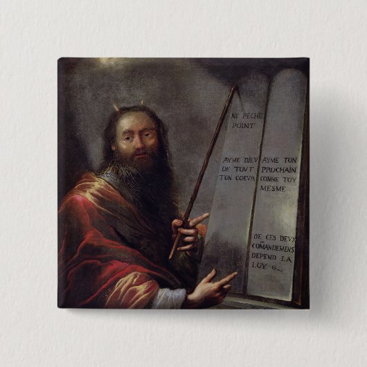 法律のモーゼそしてタブレット 缶バッジ (正面)