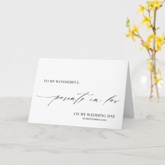 法律の両親に贈られる優雅な結婚式の日 カード (黄色い花)