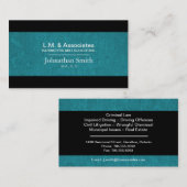 法律の名刺-ティール（緑がかった色）及び黒い弁護士の弁護士 名刺 (正面/裏面)