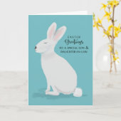 法律の息子と娘イースターグリーティングウサギ カード (黄色い花)