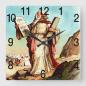 法律の時計のテーブルを持つモーゼ スクエア壁時計 (正面)