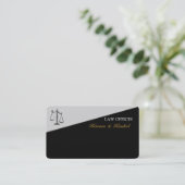 法律の法的半分の幾何学的でモダンな正義のスケール 名刺 (スタンド正面)