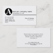 法律の法的弁護士のモノグラムA 名刺 (正面/裏面)