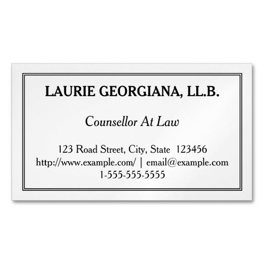 法律の磁気名刺の控えめなカウンセラー マグネット名刺 (正面)