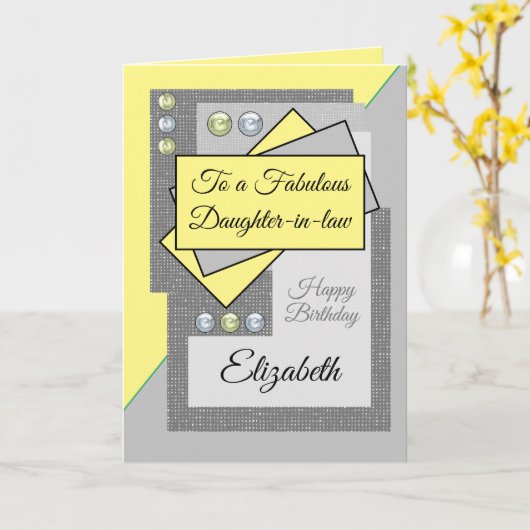 法律の誕生日の黄色い灰色の素晴らしい娘 カード (黄色い花)