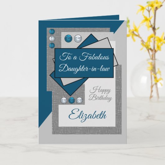 法律の誕生日ブルーグレーの素晴らしい娘 カード (黄色い花)