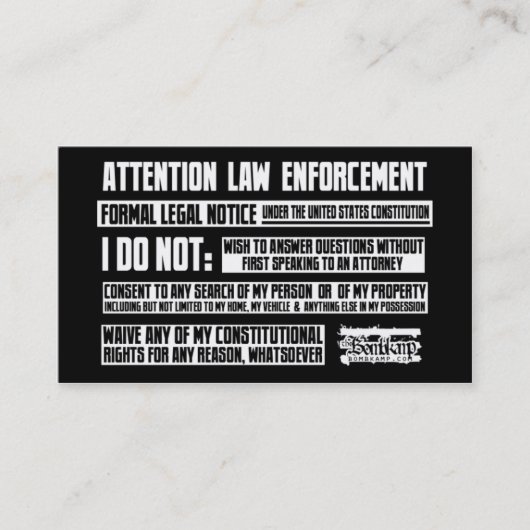 法律のEnforcmentカードへの通知 名刺 (正面)