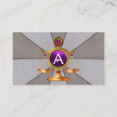 法律はかりで測で,弁護士モノグラムパープルグレー 名刺 (裏面)