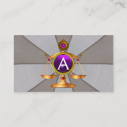 法律はかりで測で，弁護士モノグラムパープルグレー 名刺 (裏面)