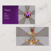 法律はかりで測,法律,弁護士モノグラムグレーパープル 名刺 (正面/裏面)