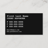 法律カスタム建物裁判所レポーターのバスカード 名刺 (裏面)