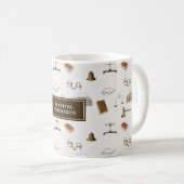 法律ゲベはかりで測ル法的アンティークパターン コーヒーマグカップ (正面右)