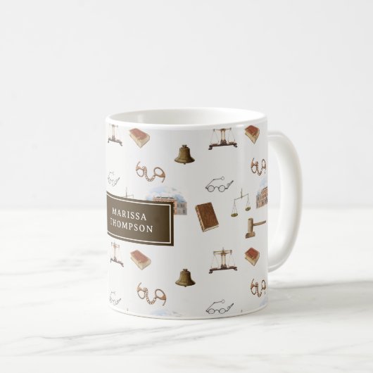 法律ゲベはかりで測ル法的アンティークパターン コーヒーマグカップ (正面右)