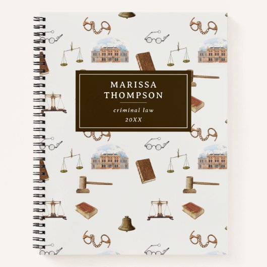 法律ゲベはかりで測ル法的アンティークパターン ノートブック (正面)