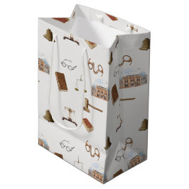 法律ゲベはかりで測ル法的アンティークパターン ミディアムペーパーバッグ