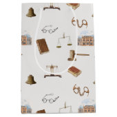 法律ゲベはかりで測ル法的アンティークパターン ミディアムペーパーバッグ (正面)