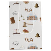 法律ゲベはかりで測ル法的アンティークパターン ミディアムペーパーバッグ (裏面)