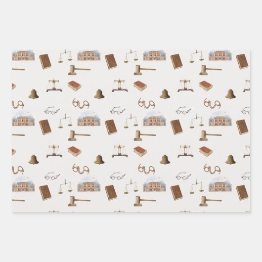 法律ゲベはかりで測ル法的アンティークパターン ラッピングペーパーシート (正面)
