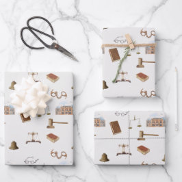 法律ゲベはかりで測ル法的アンティークパターン ラッピングペーパーシート