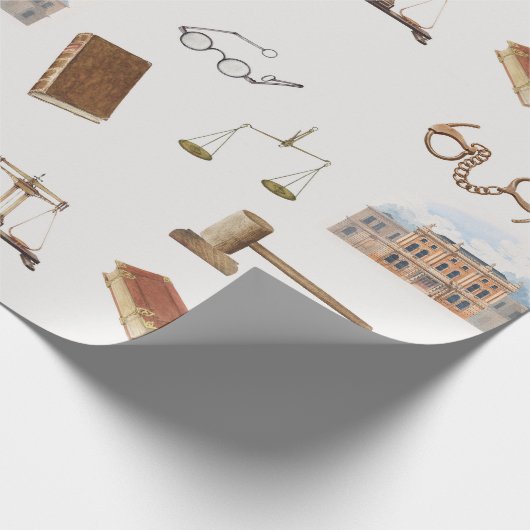 法律ゲベはかりで測ル法的アンティークパターン ラッピングペーパー (角)